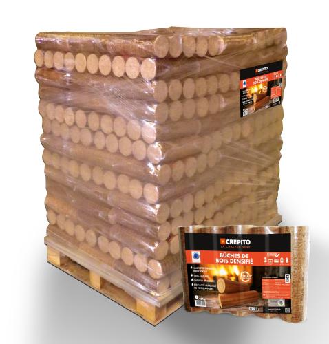 Bûches de bois densifié Crépito - 104 packs de 5 bûches (9,65kg)